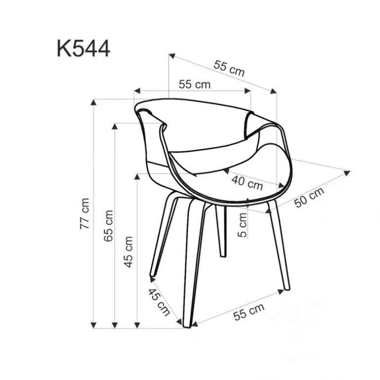 K544 Spisebordsstol - Sort / Valnød