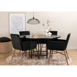 København Rund Spisebordssæt - Sort og Kobber