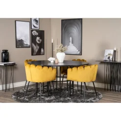 København Rundt Spisebordssæt - Sort og Messing