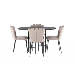 København Rundt Spisebordssæt - Beige og Sort