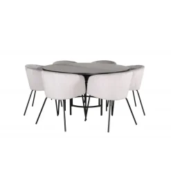 København Rundt Spisebordssæt - Sort og Lysegrå