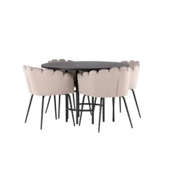 København Rundt Spisebordssæt - Beige og Sort
