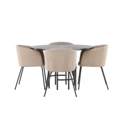 København Rundt Spisebordssæt - Beige og Mocca