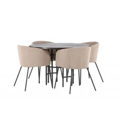 København Rundt Spisebordssæt - Beige og Mocca