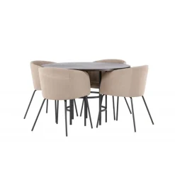 København Rundt Spisebordssæt - Beige og Mocca