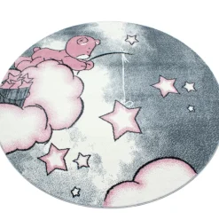 Kids Rund Børnetæppe Bjørn - Pink