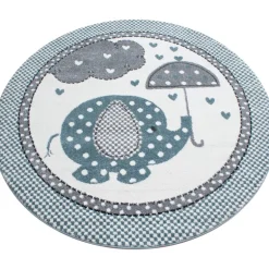 Kids Rund Børnetæppe Elefant - Blå