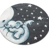 Kids Rund Børnetæppe Elefant - Blå