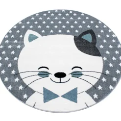 Kids Rund Børnetæppe Kat - Blå