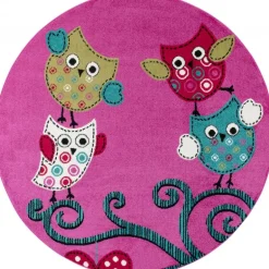 Kids Rund Børnetæppe Ugle - Lilla