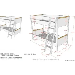 Køjeseng 90 x 200 – London, antracit