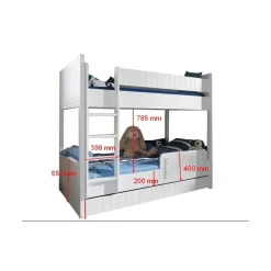 Køjeseng 90 x 200 cm – Robin, hvid lakeret