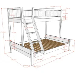 Køjeseng i eg Forrest Oak (140 × 200 cm + 90 × 200 cm)