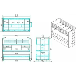 Køjeseng med skrivebord 90 x 200 cm – Orange (Bonny)