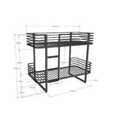Køjeseng metal 90 x 200 – Oscar, sort