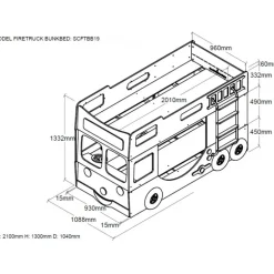 Køjeseng til børn – Brandbil 90 x 200 cm, rød