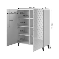 Kommode 100 ABETO mat Hvid/ glans Hvid
