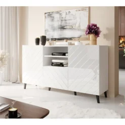 Kommode ABETO mat Hvid/ blank Hvid