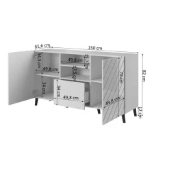 Kommode ABETO mat Hvid/ blank Hvid