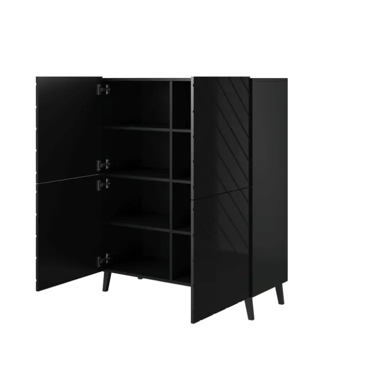 Kommode ABETO mat Sort/ højglans Sort