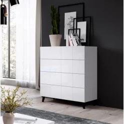 Kommode KOM4S REJA Hvid glans/Hvid glans