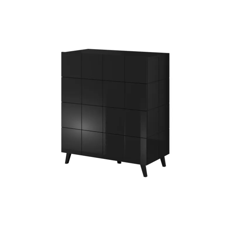 Kommode KOM4S REJA Sort Glans/Sort Glans