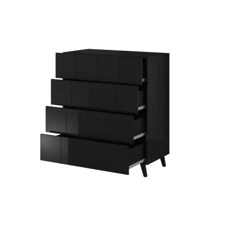 Kommode KOM4S REJA Sort Glans/Sort Glans