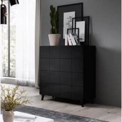 Kommode KOM4S REJA Sort Glans/Sort Glans