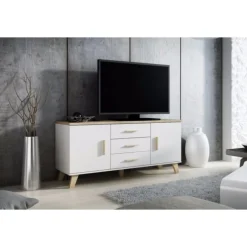 Kommode LOTTA 150 (2D3S) diamant Hvid/lSonoma eg.