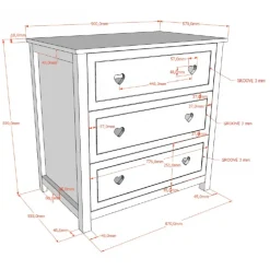 Kommode med 3 skuffer – Amori, hvid