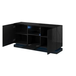 Kommode QIU 2D1K højglans Sort/højglans Sort