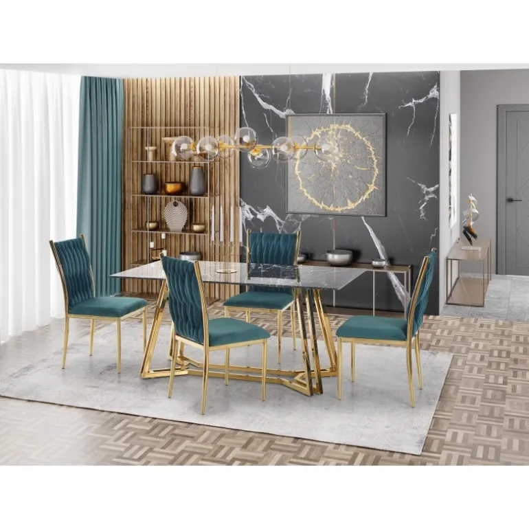 KONAMI bord, - top - Sort marmor, ben - guld