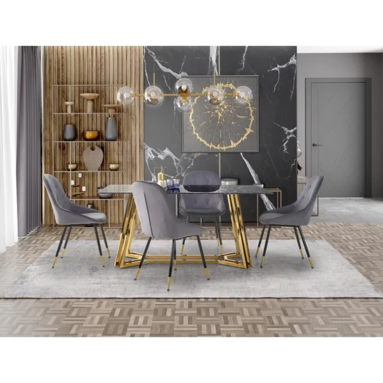 KONAMI bord, - top - Sort marmor, ben - guld