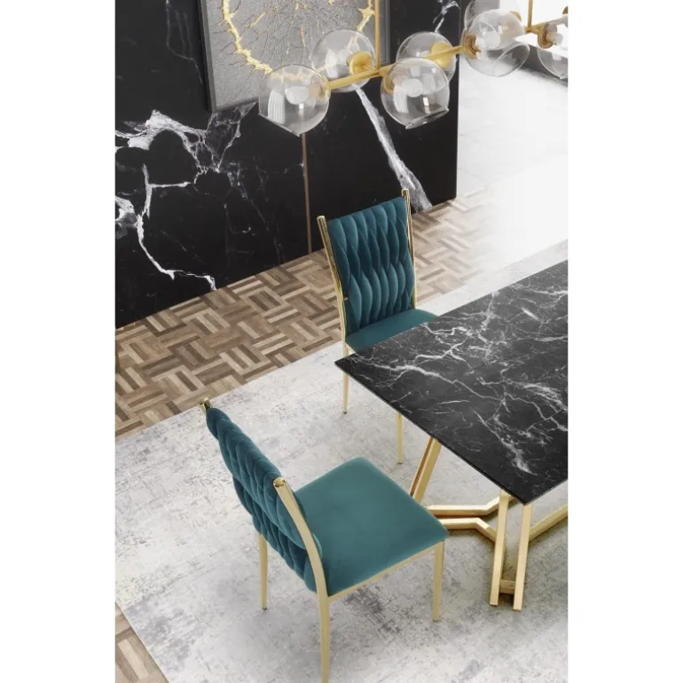 KONAMI bord, - top - Sort marmor, ben - guld