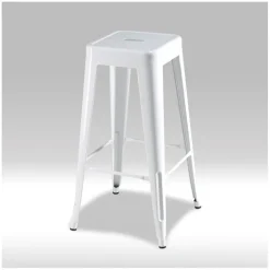 Korona barstol i hvidmalet lakeret stål