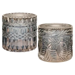 Krukker i røget glas - Sæt med 2 krukker i røget glas