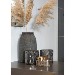 Krukker i røget glas - Sæt med 2 krukker i røget glas