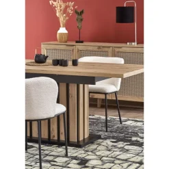 LAMELLO Spisebord med udtræk, håndværker eg / Sort