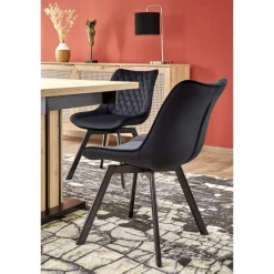 LAMELLO Spisebord med udtræk, håndværkseg / Sort