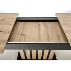 LAMELLO Spisebord med udtræk, håndværkseg / Sort