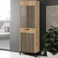 LAMINO W-1 udstillingsskab, craft eg / Sort