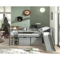 Legetøjskasse med skuffer – Pino, grå (sæt af 2)