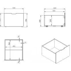 Legetøjskasse med skuffer – Pino, grå (sæt af 2)