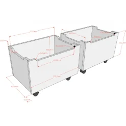 Legetøjskasse på hjul i eg – Forrest Oak, sæt med 2