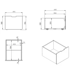 Legetøjskasse sæt til mellemhøj seng – Pino, hvid (3 skuffer)