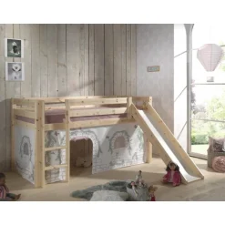 Legetæppe gardin til halvhøj seng – Birdy, hvid/lyserød