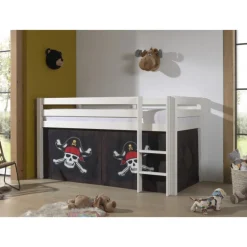 Legetæppe gardinsæt til halvhøj seng – Pirater, brun