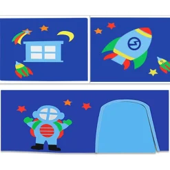 Legetæppe gardinsæt til halvhøj seng – Astro, blå (bomuld)