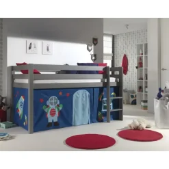 Legetæppe gardinsæt til halvhøj seng – Astro, blå (bomuld)