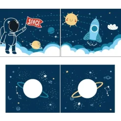 Legetæppeforhæng til halvhøj seng – Space Shuttle, blå